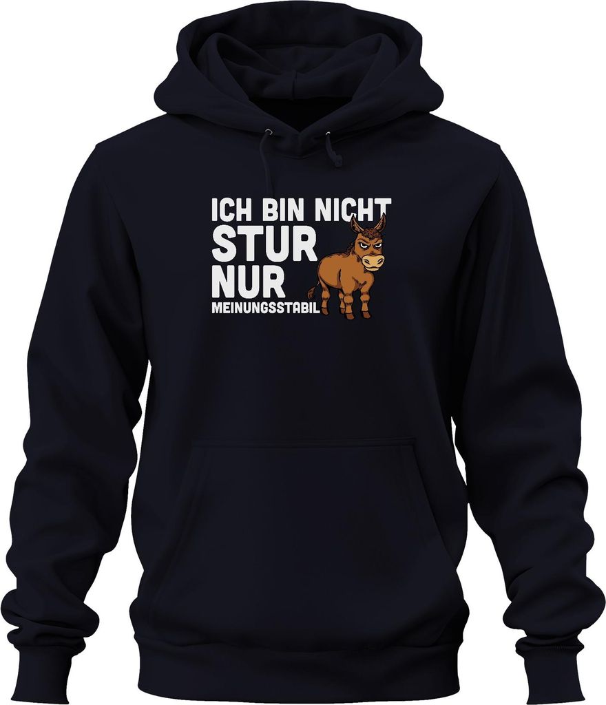 Nicht stur nur meinungsstabil lustiger esel spruch humor geschenk Uni Hoodie Kapuzenpullover, Navy, S