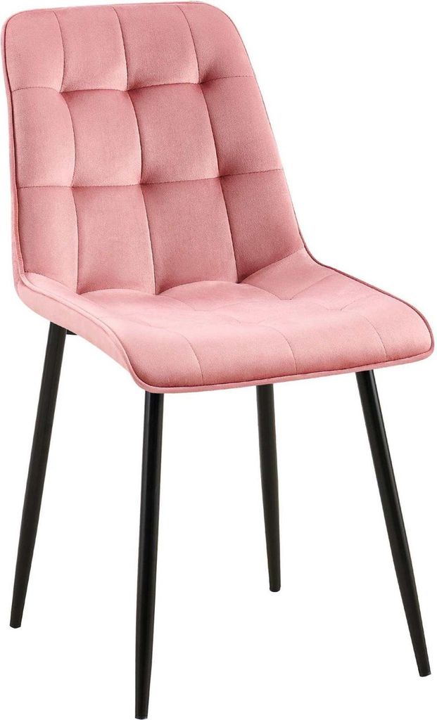 Esszimmerstuhl – Samtpolsterung – Hoher Sitzkomfort, pflegeleicht – Freundlich – Samtdesign | Farbe: rosa | Material: Weich