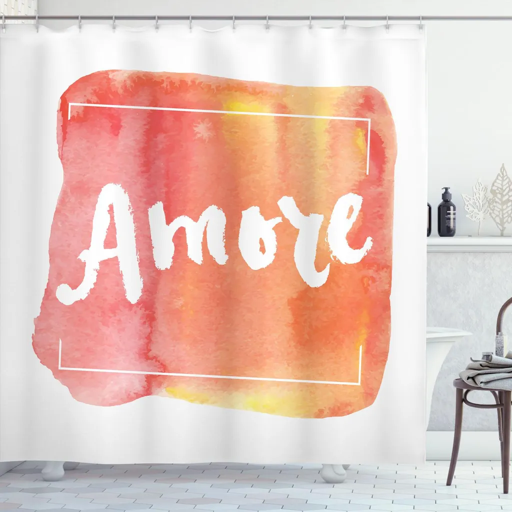 ABAKUHAUS Tenda Doccia 175x180 Tessuto Poliestere Amore Mandarino