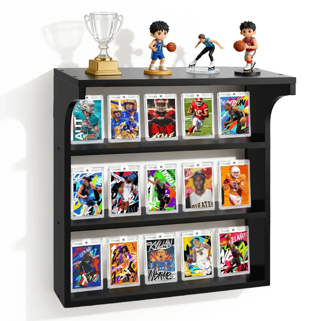 Rangement multicouche porte-cartes bois noir 3 niveaux gain de place