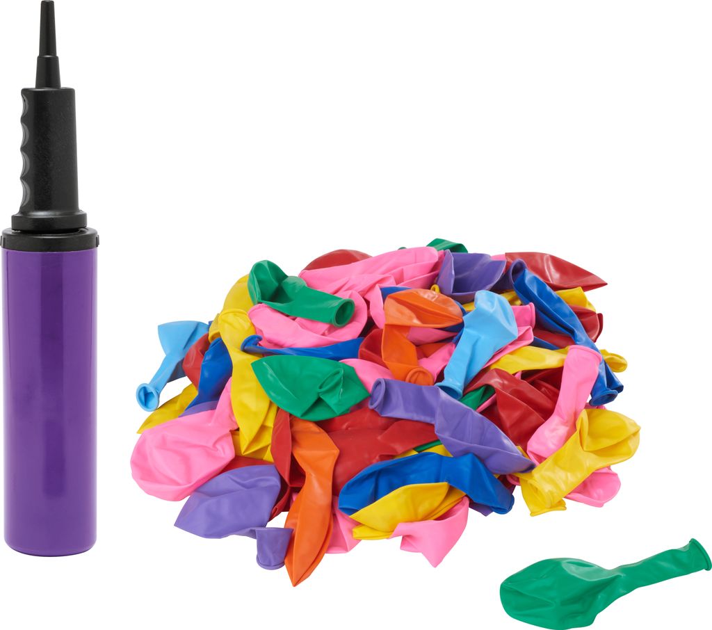 VBS Luftballons mit Luftballonpumpe Luftballons "Bunt", 100 Stück