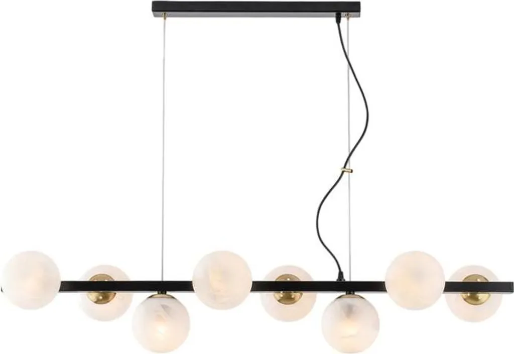 Lustre suspension 8 lampes Adrian en métal noir et bronze pour salon