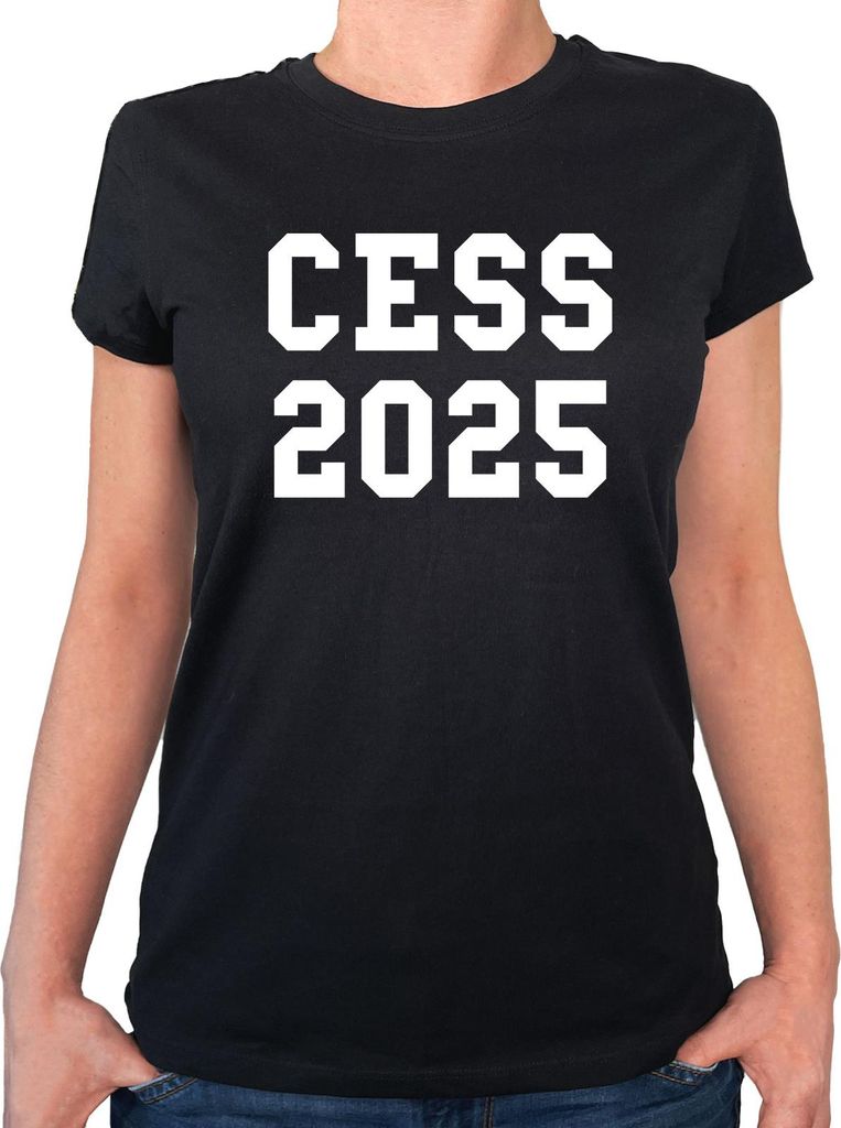 Huuraa Damen T-Shirt CESS 2025 Abschluss Belgien (frz.) L Black Bio Baumwolle Fairtrade Damenshirt Geschenkidee
