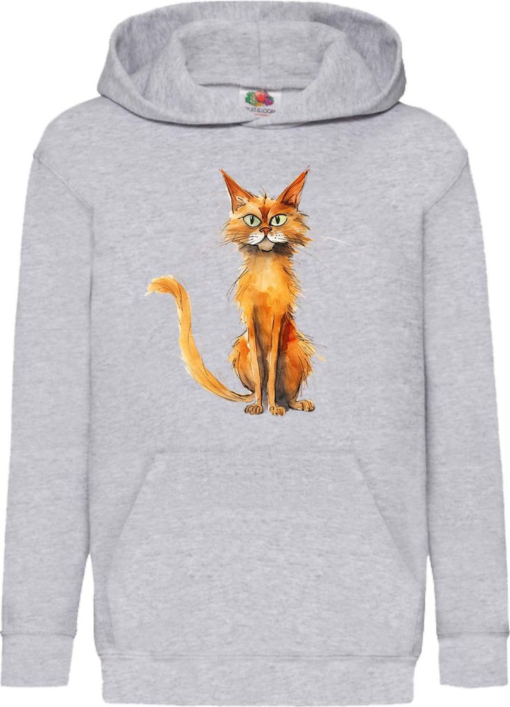 Kinder Kapuzenpullover Funny Cats Breeds Somali Cat, 5-6 Jahr - 116 / Grau
