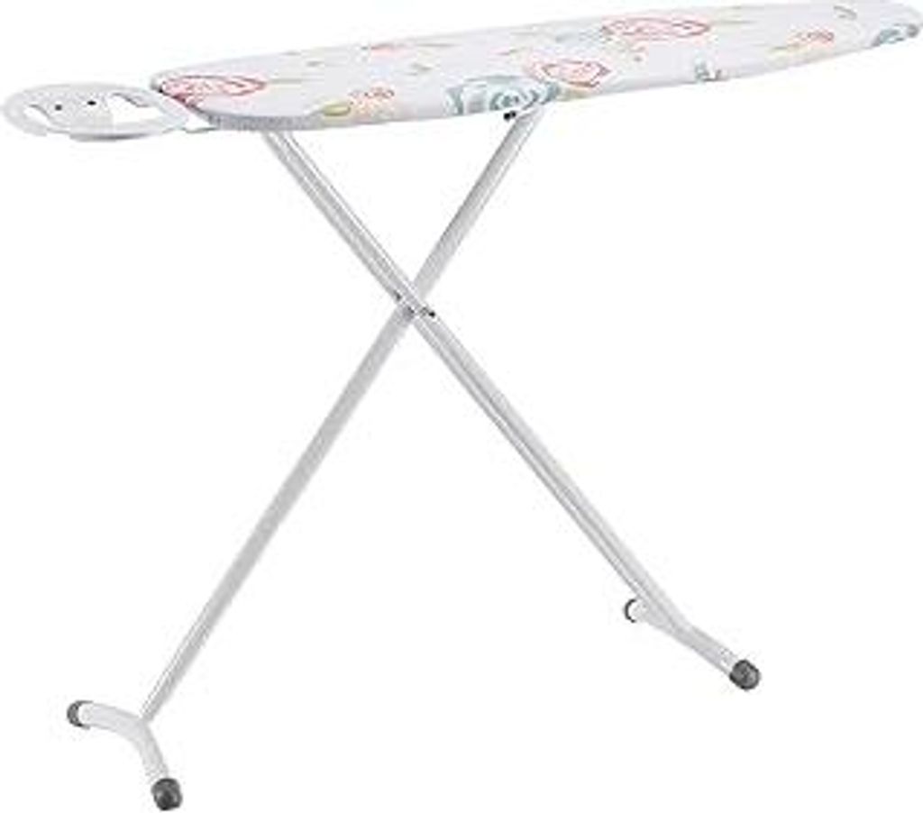 Bügelbrett mit ovaler Bügeleisen-Ablage, Classica, Klein, Weiß, Geblümt, 109 x 35 cm