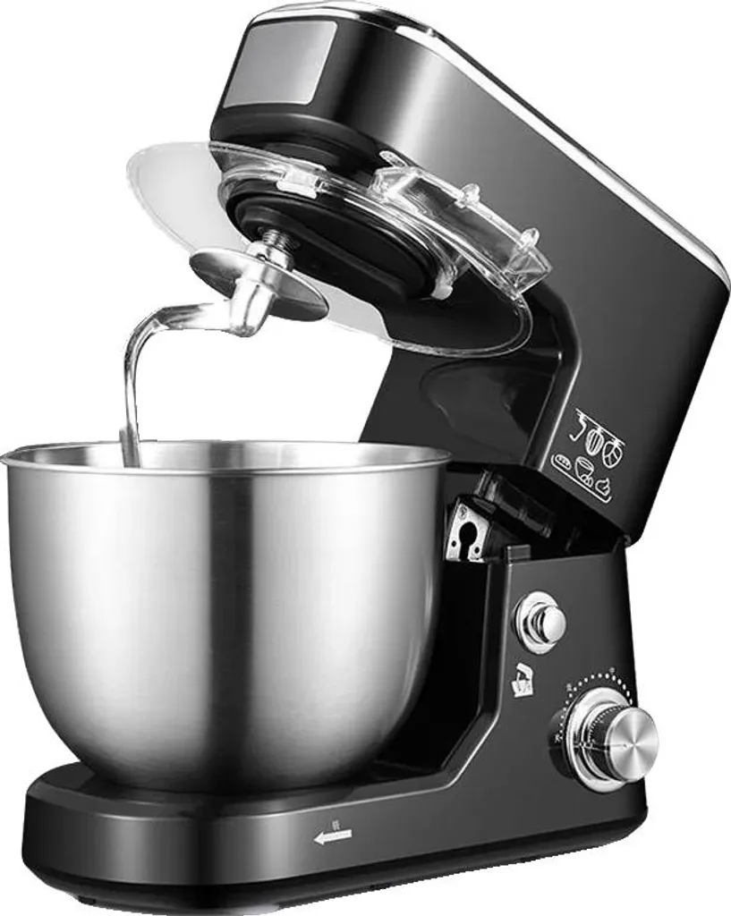 Pétrin à pâte 1000W grande capacité 5L noir avec bol inox robuste EU