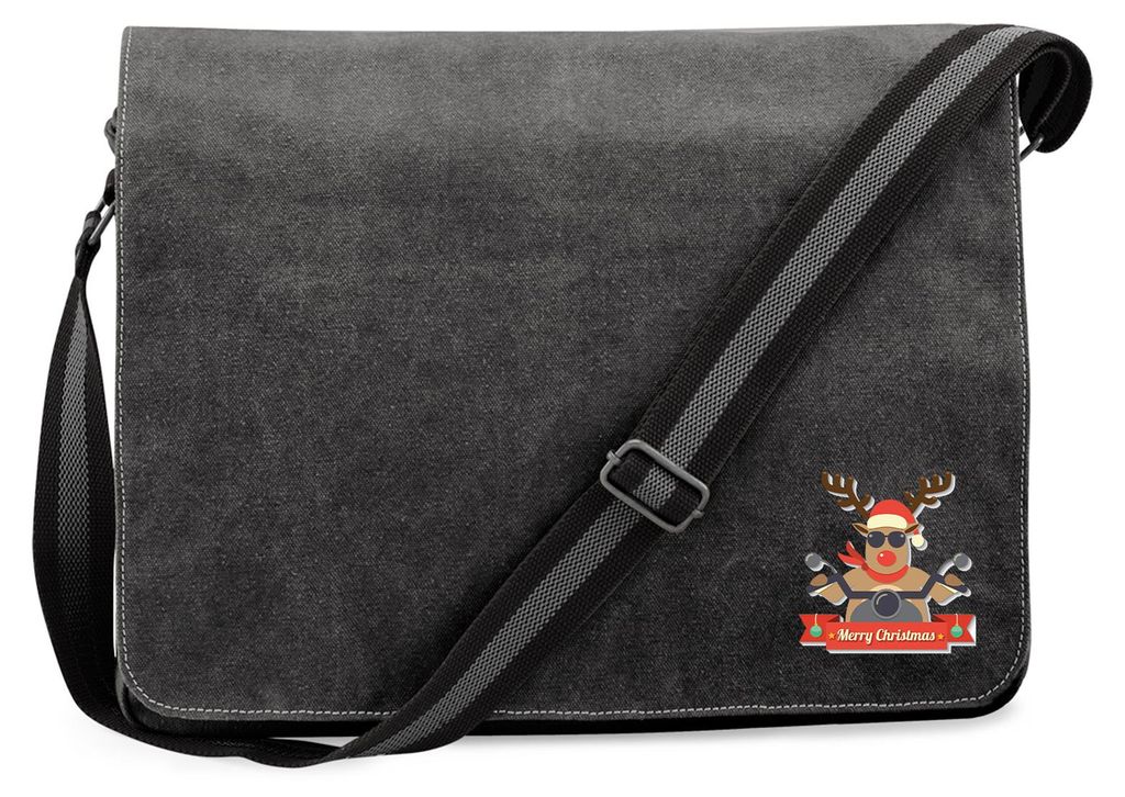 Huuraa Umhängetasche Cooles Rentier Rudolph 14 Liter Black Canvas Laptoptasche Geschenkidee