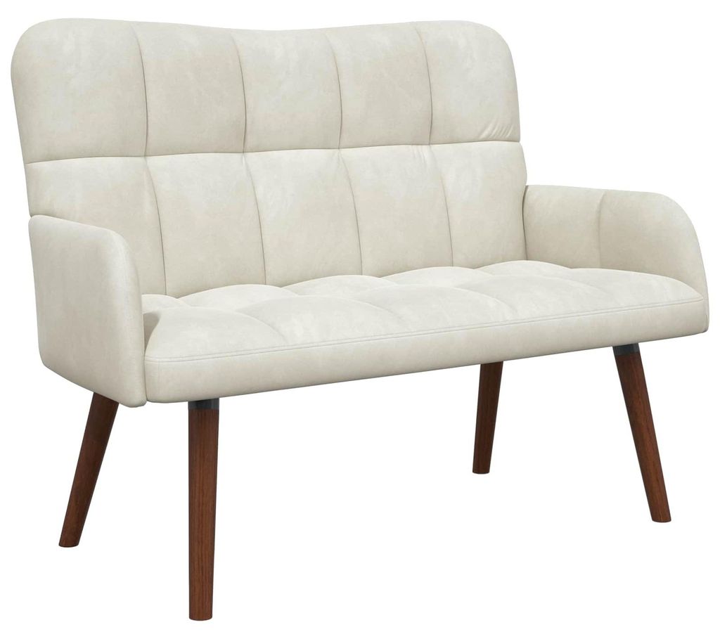 vidaXL Canapé 2 places Crème 115 x 61 x 87 cm Velours (V) Image du produit 