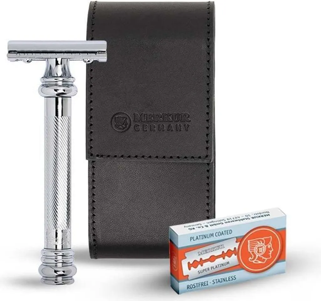 Rasoir de Sécurité Merkur 38001 et Coffret de 10 Lames pour Homme Elégant