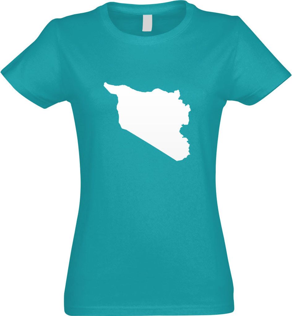 Kiwistar - T-Shirt tailliert - Damen - türkis - Syrien Umriss Kontur - mit Motiv Bedruckt - Funshirt Design - Sport - Freizeit - Damen - XXL