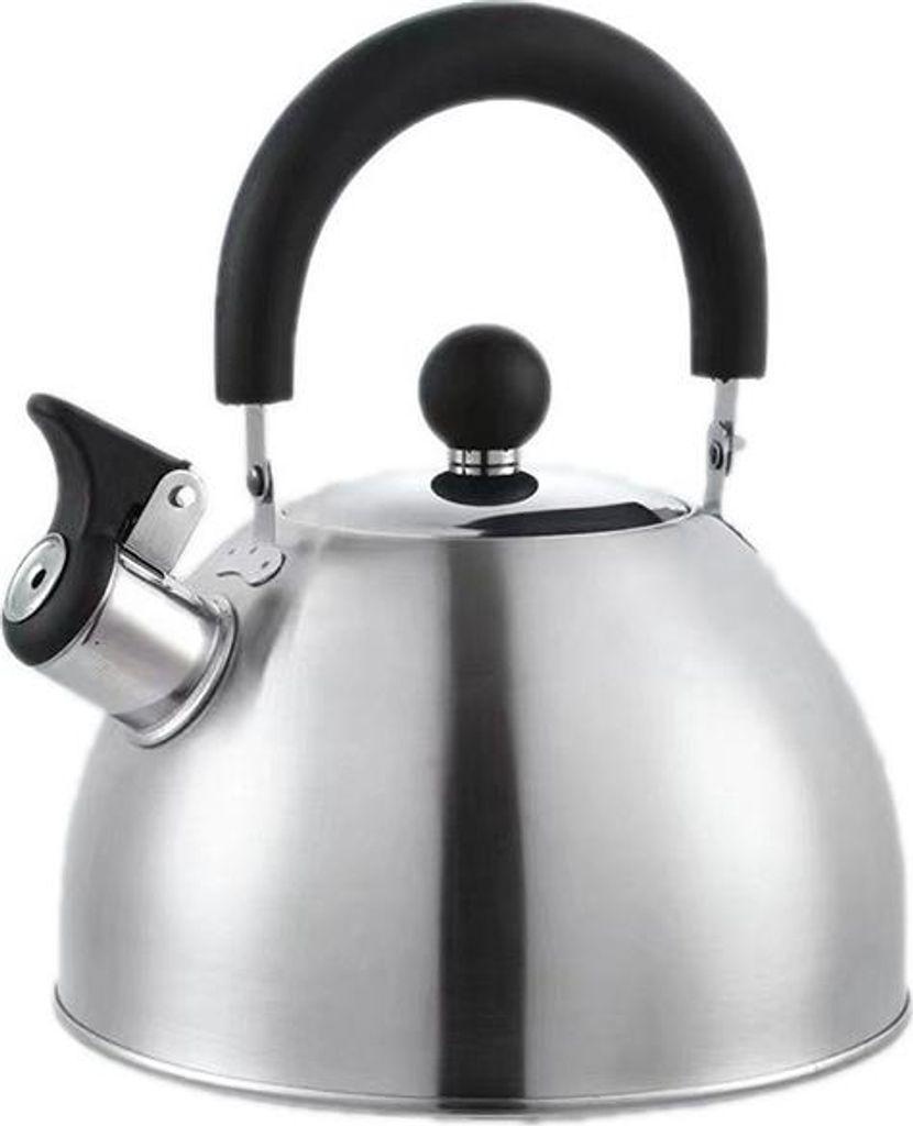 INF 2,5L Edelstahl Pfeifkessel - Silber Finish, Signalton, für alle Herdarten