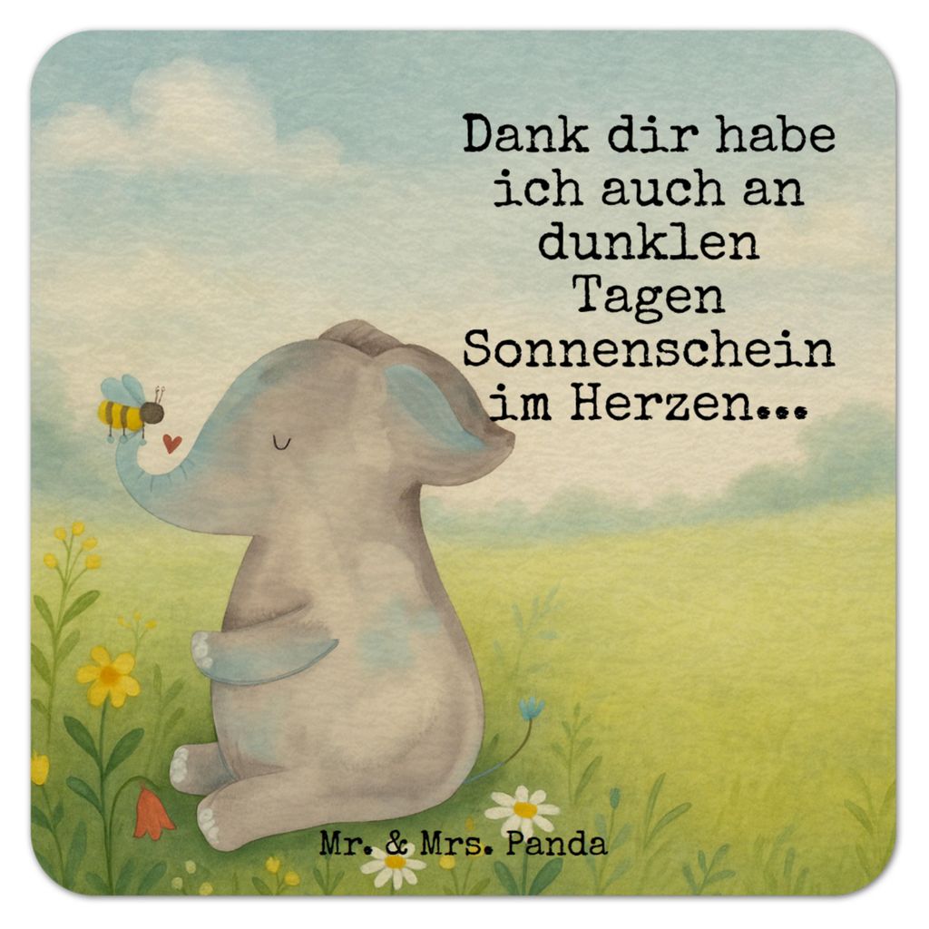 Mr. & Mrs. Panda Tischuntersetzer Elefant Biene Design 100er Set - Weiß - Geschenk, Liebesspruch, Heiratsantrag, gläseruntersetzer, Bierdeckel, B...