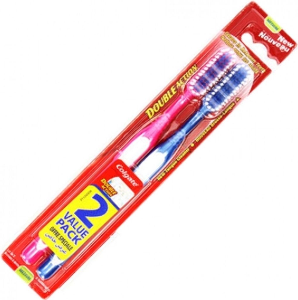 COLGATE Zahnbürste Double Action 2er medium 18cm Produktbild 