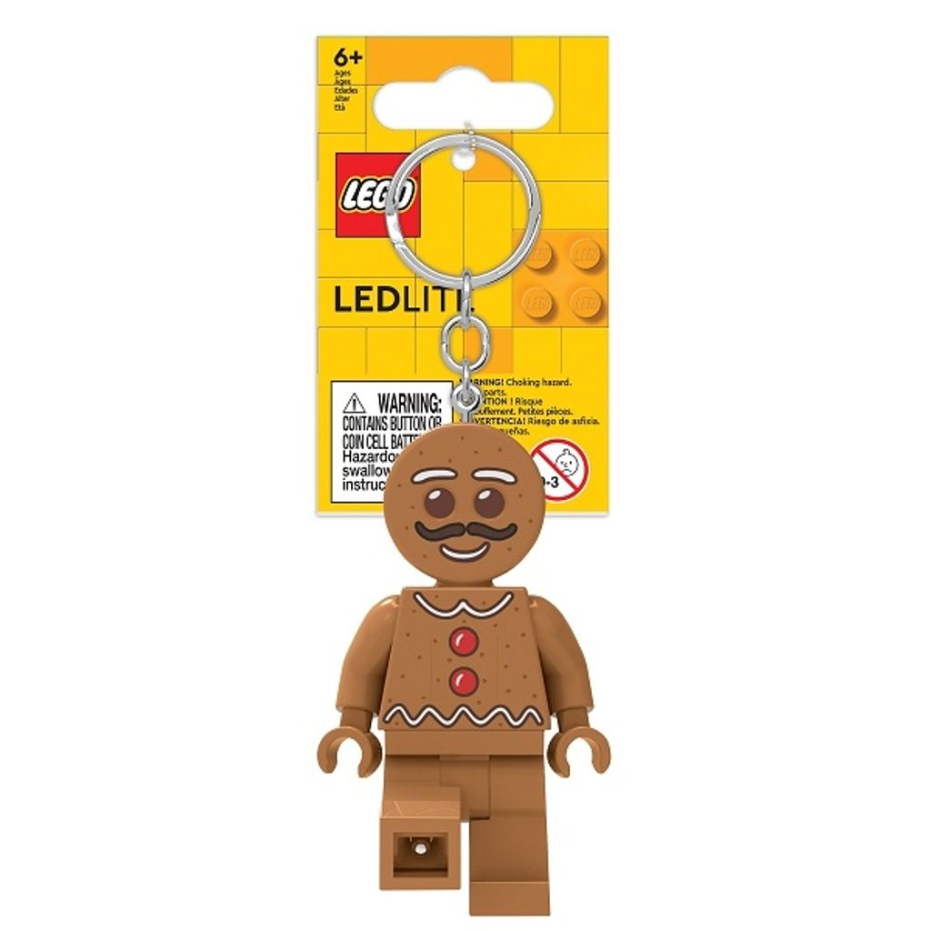 A LEGO leuchtender Schlüsselanhänger - Iconic Gingerbread product displayed on a white background with its packaging.