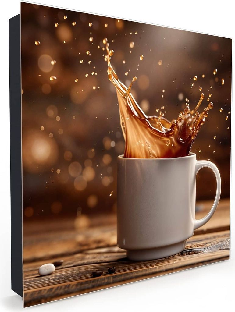 Nachbildung-Schlüsselkasten, Magnetpinnwand und Memoboard mit Glasfront Motiv Kaffee Spritzer