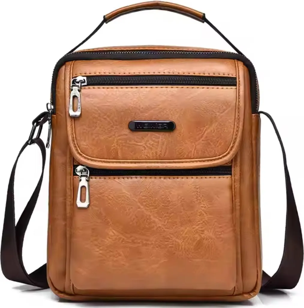 Petit sacoche homme marron en cuir - Besace bandoulière WEIXIER