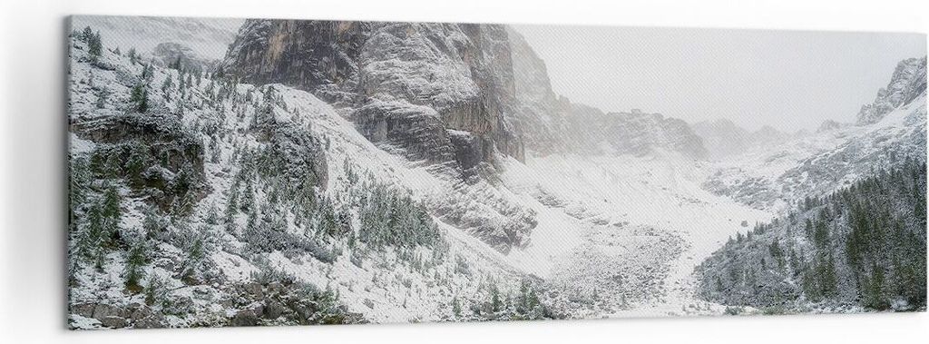 Bild auf Leinwand - Leinwandbild - Einteilig - Berge See Schnee - 160x50cm - Wand Bild - Wanddeko - Wandbilder - Leinwanddruck - Bilder - Wanddekor...