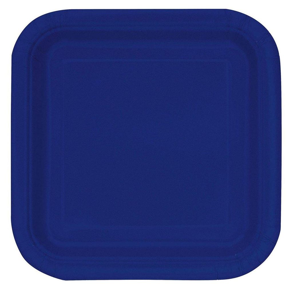 16 Pappteller quadratisch Marineblau klein 18 cm - Produktbild 
