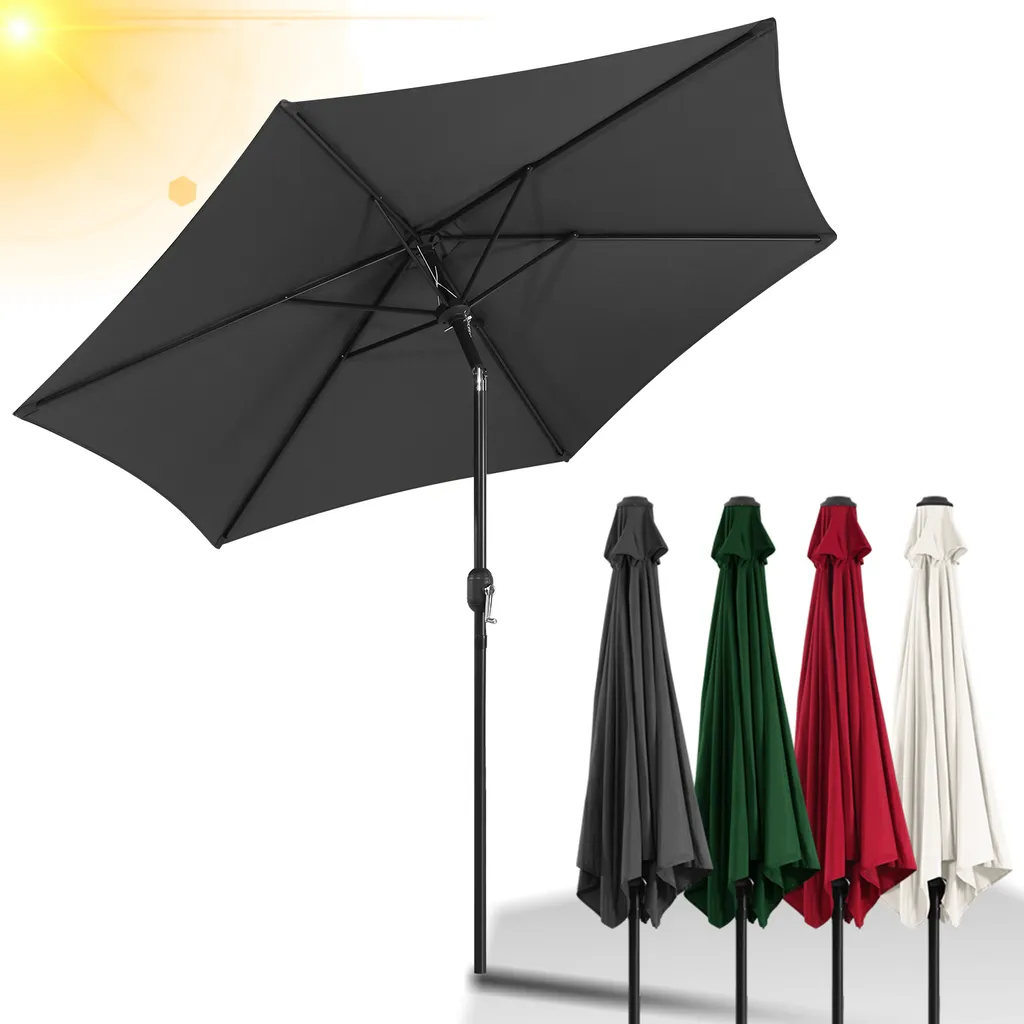 Ombrellone da Giardino Hengda 2.7m Antivento | Alluminio e UV 40+ Grigio