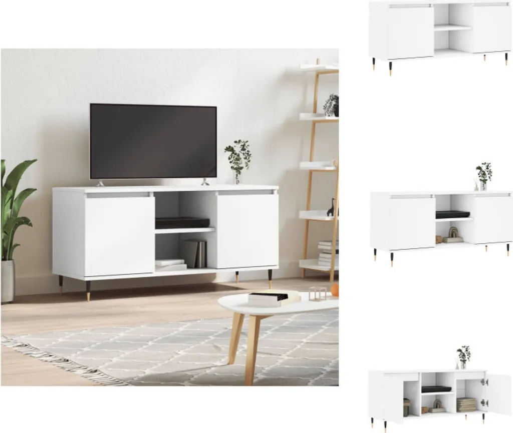 Porta TV Bianco vidaXL 104cm: Mobile in Legno con Gambe in Ferro