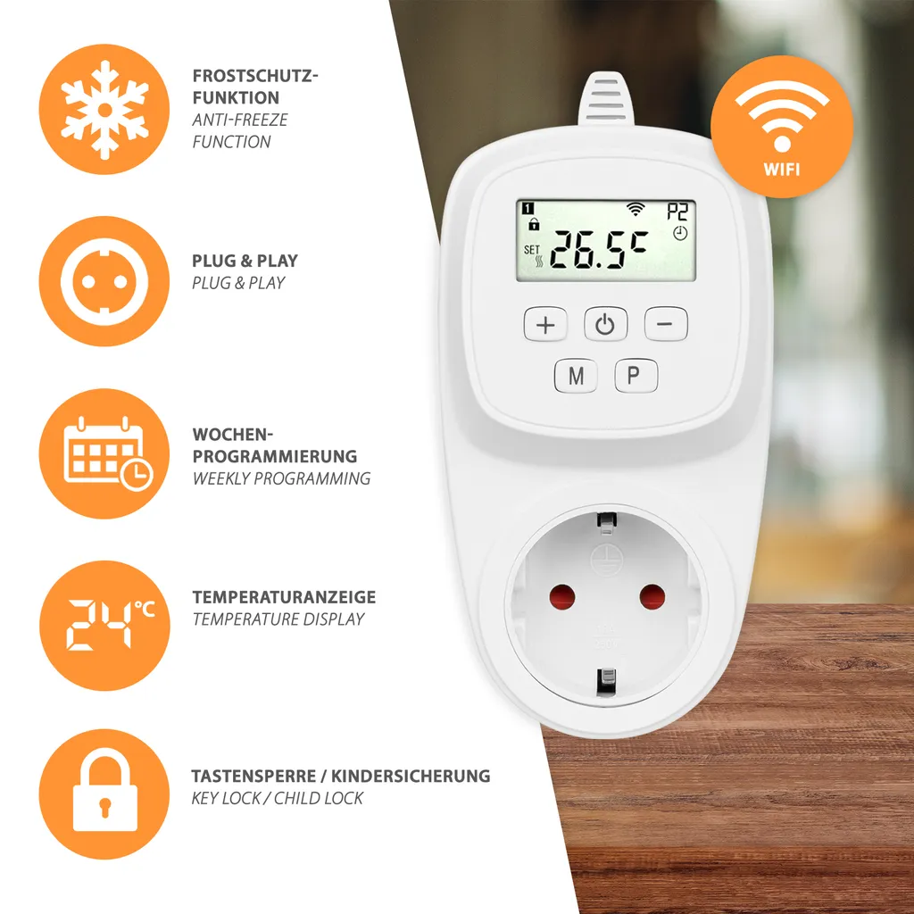 Thermostat de prise programmable Wifi pour chauffage et climatisation - 5