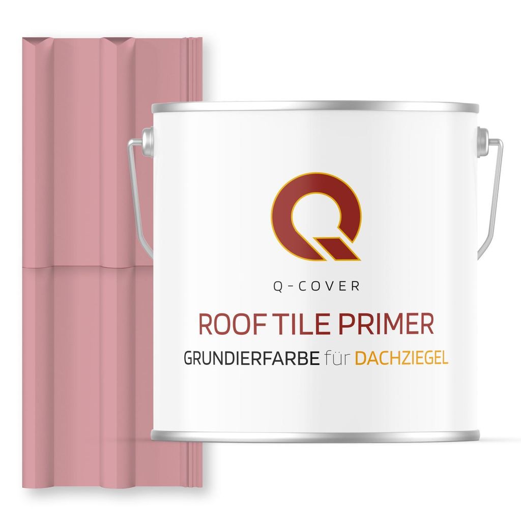 Grundierfarbe für Dachziegel Hellrosa RAL 3015 5 L | wetterfeste Dachbeschichtung | für Ziegel, Beton, Eternit | UV-beständig | Q-COVER