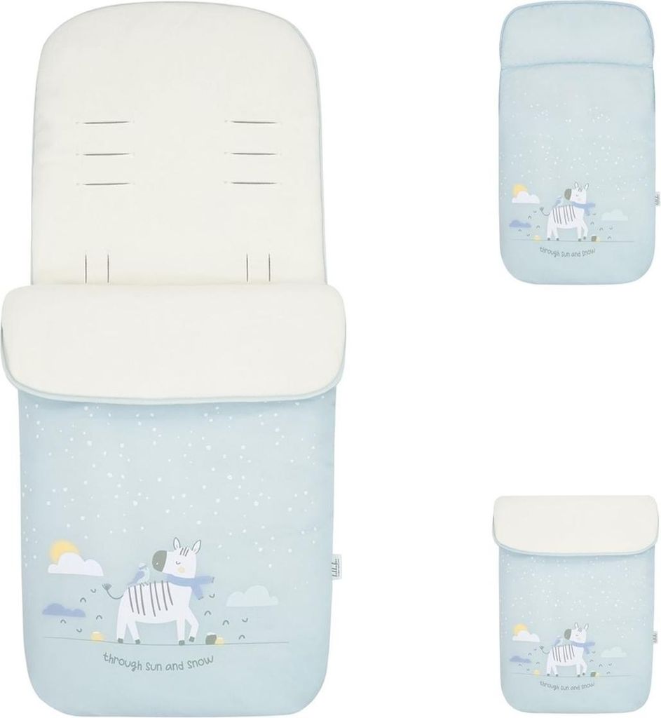 Kikkaboo Kinderwagen Fußsack Polar Friends Reißverschluss warmes Fleecefutter hellblau