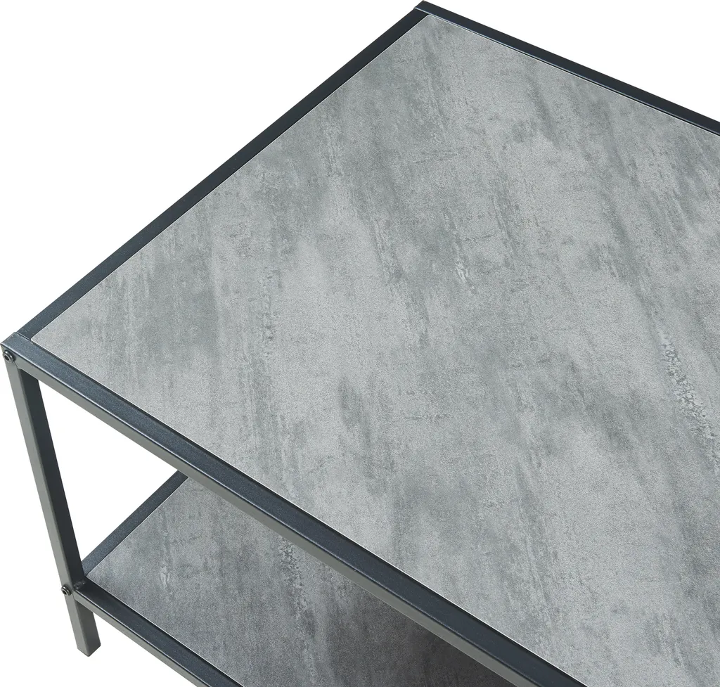 Table basse pour grand salon Pärghos 120 cm style indus noir et gris - 7