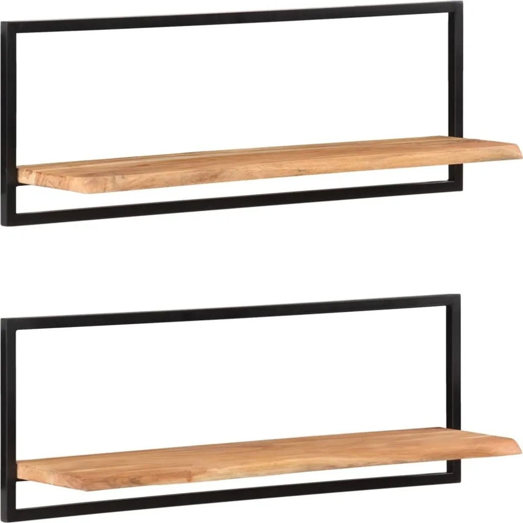 Offerta Set 2 Mensole 100x24x35 cm SYFAX™ Acacia e Acciaio - 6