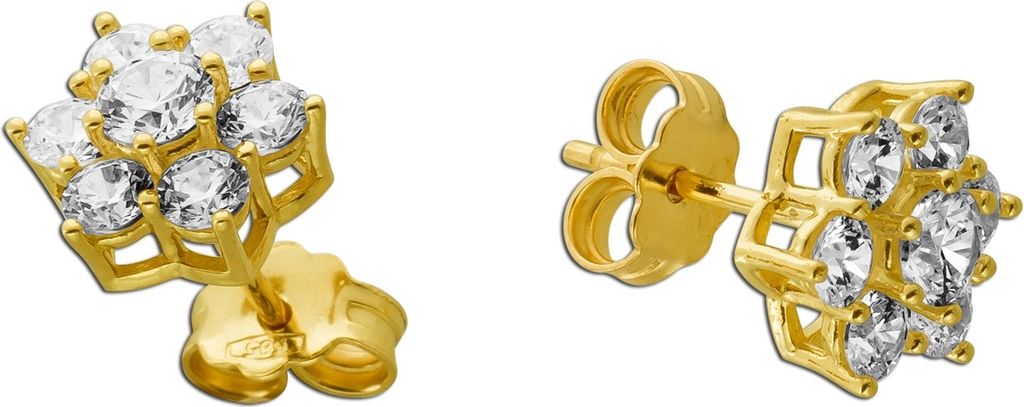 Ohrstecker Gelbgold 333 8 Karat weiße Zirkonia Steine