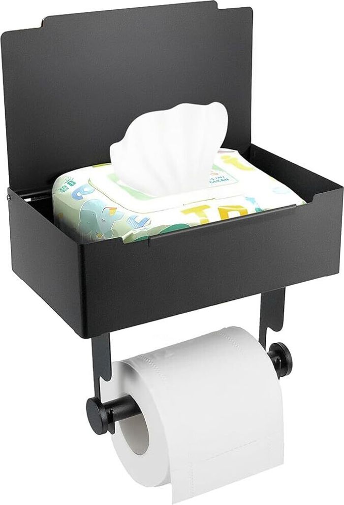 Toilettenpapierhalter mit Regalen Für Nasspapiertücher, Handtücher, Müllsäcke, Badetücherhalter-Zubehör und Aufbewahrungstaschen