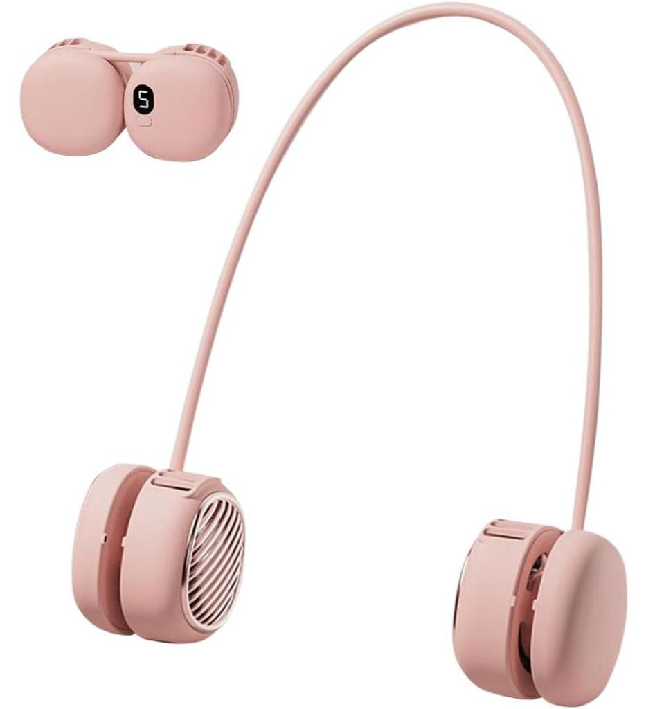 Zimilo Blattloser Halsventilator mit 5 Windstufen, LED Digitalanzeige, 360° Verstellbarer Luftstrom, Wiederaufladbarer USB Ventilator für Outdoor...