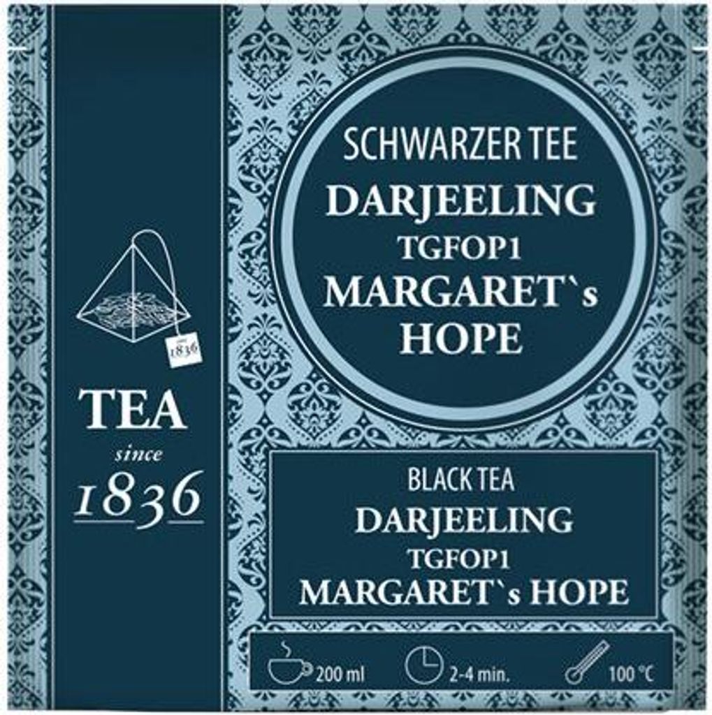 Schwarzer Tee Darjeeling Margaret ́s Hope 50 Pyramidenbeutel im Sachet à 3 g
