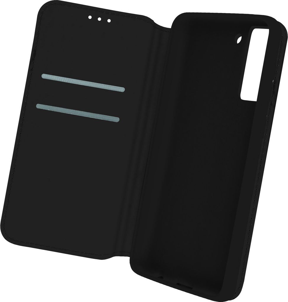 Avizar, Kunstleder Cover Classic Edition, Klappetui für Samsung S21 FE, Schwarz