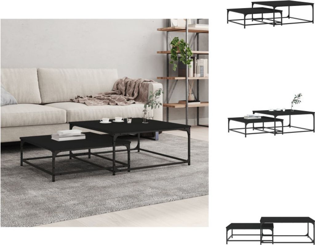 vidaXL Satztische 2 Stk. Schwarz Holzwerkstoff - Couchtische