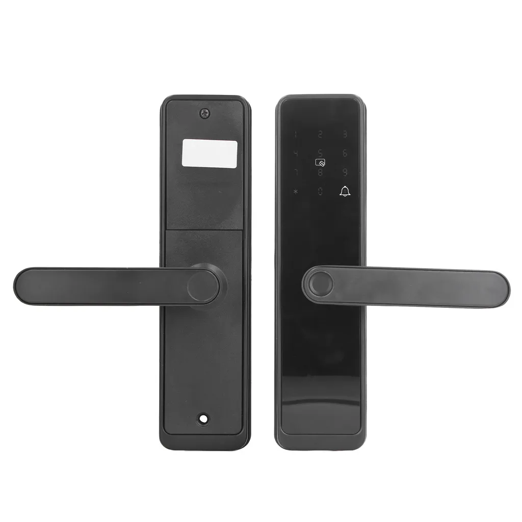 Serrure de porte connectée biométrique avec poignée électronique noire