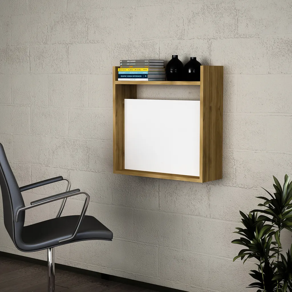 Skye Decor Scrivania Laptop Salvaspazio 60x60 cm Noce/Bianco