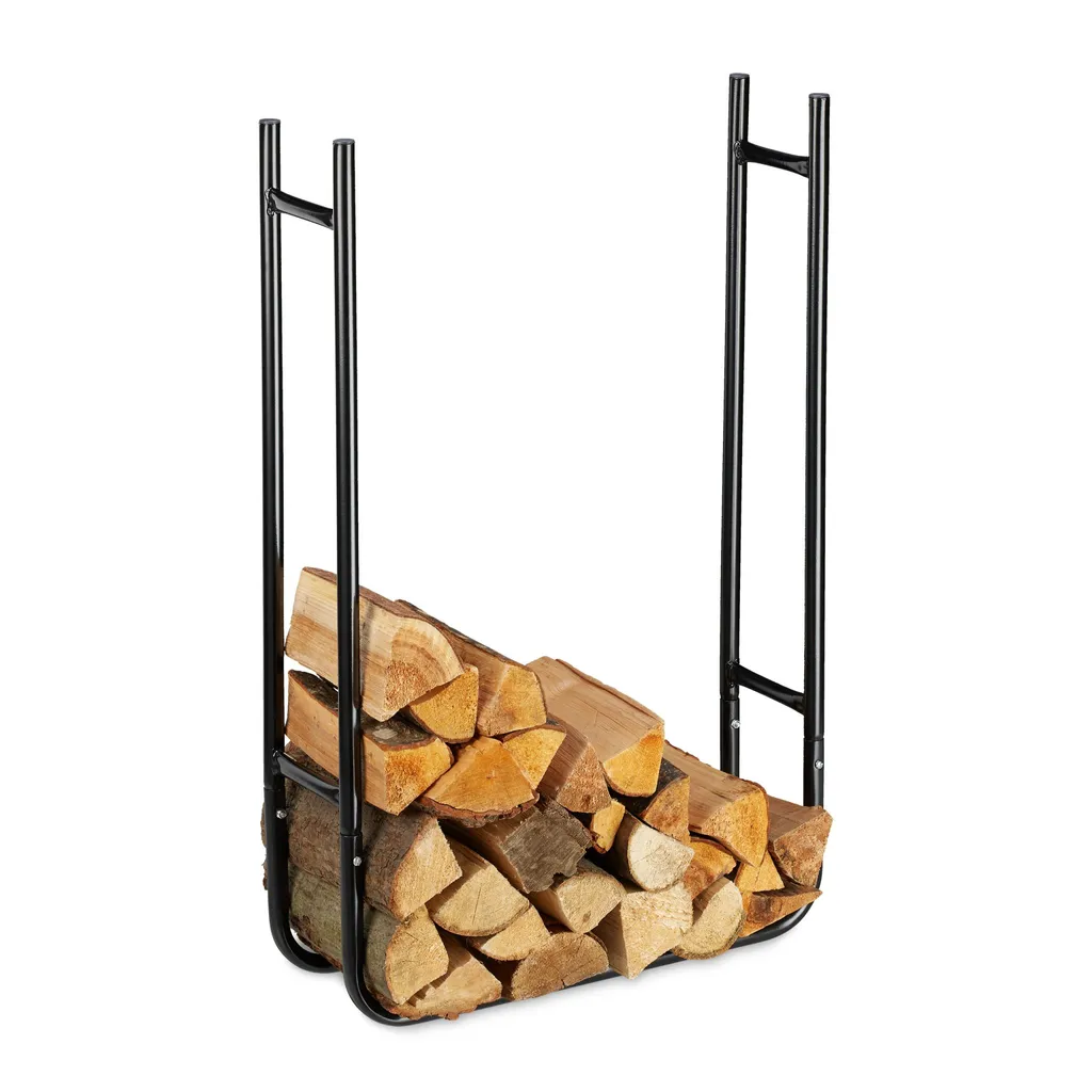 Supporto Portalegna RD6085 in Metallo Nero - Qualità Artigianale 100x60cm