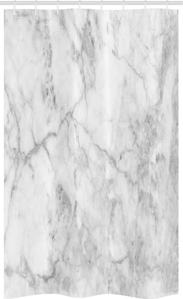 ABAKUHAUS Tenda da doccia stretta in marmo, linee Stained Grunge, set decorativo per bagno in tessuto con ganci, 120 x 180 cm, grigio