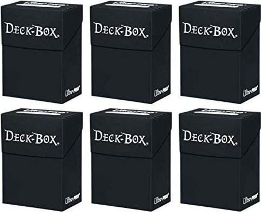6x Ultra Pro Deck Box – Schwarz, Sammeln, Tauschen und Aufbewahren von Karten, Flip-Top+Heartforcards Versandschutz