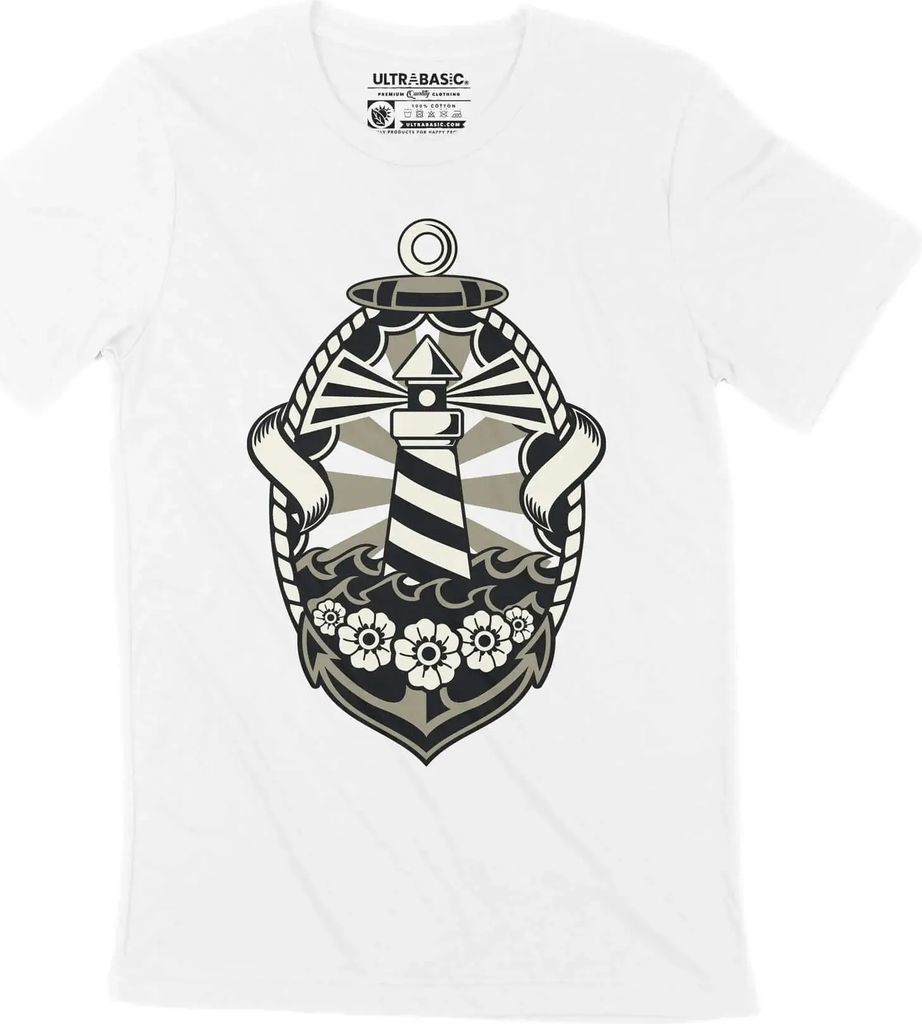Herren Grafik T-Shirt Leuchtturm - klassisch – Lighthouse - Classic – Öko-Verantwortlich Vintage Jahrgang Kurzarm Lustige Druck Geburtstag Ges...