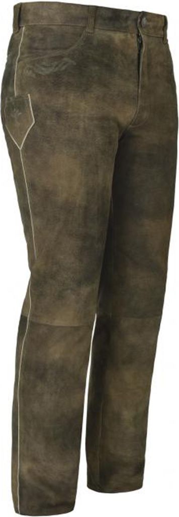Trachten Herren Lederhose Traunreut 253-H Lange Hose Ziegenvelour, Größe:52/L