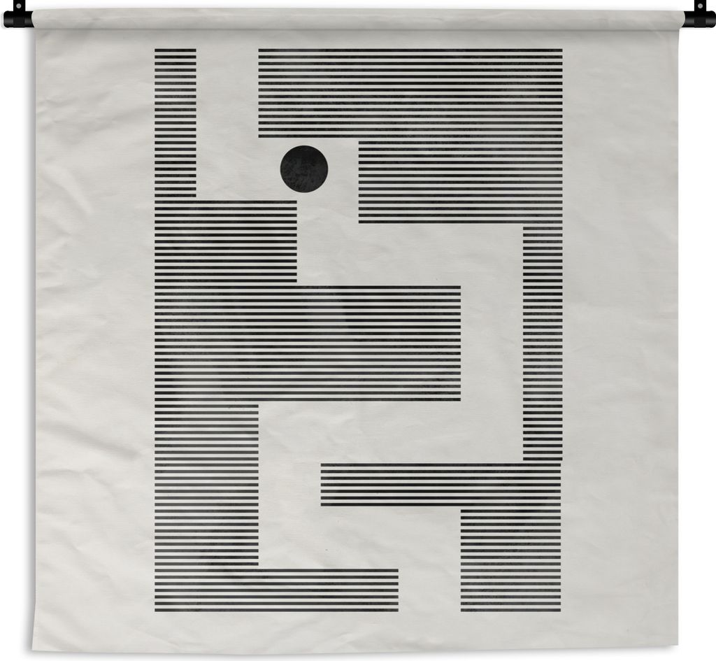 MuchoWow Wandteppich Wandbehang Labyrinth - Abstrakt - Minimalismus 120x120 cm Tapisserie Dekoration Wandtuch - Modern - Baumwollgewebe