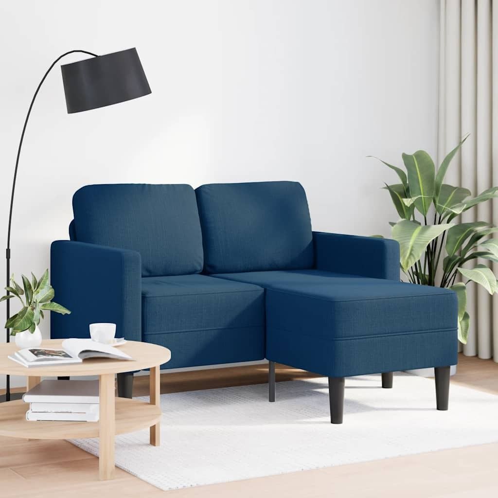 Möbel 2-Sitzer-Sofa mit Chaiselongue L-Form Blau 125 cm Stoff - Klassische Sofas 4107066