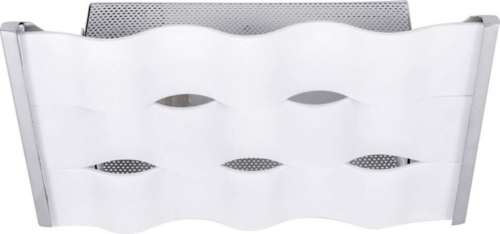 Deckenlampe, Metall verchromt, Glas opal, L 30 cm