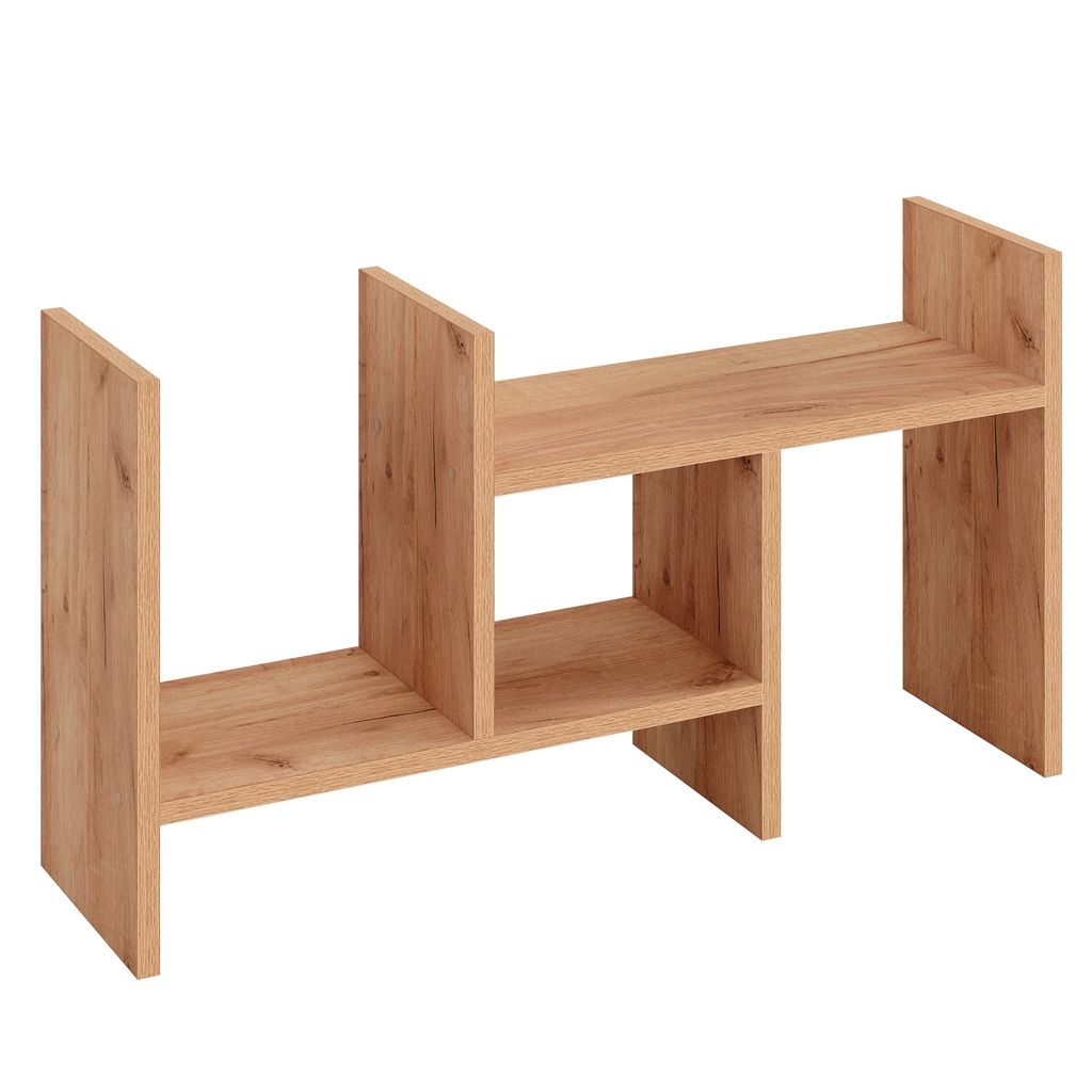 KOMTO Tischregal Schreibtisch Aufsatzregal Regal Klein, Küchenregal Stehend für Arbeitsplatte, Bücherregal Shelf K 51-97 х 20 х 40 cm Honig Eiche