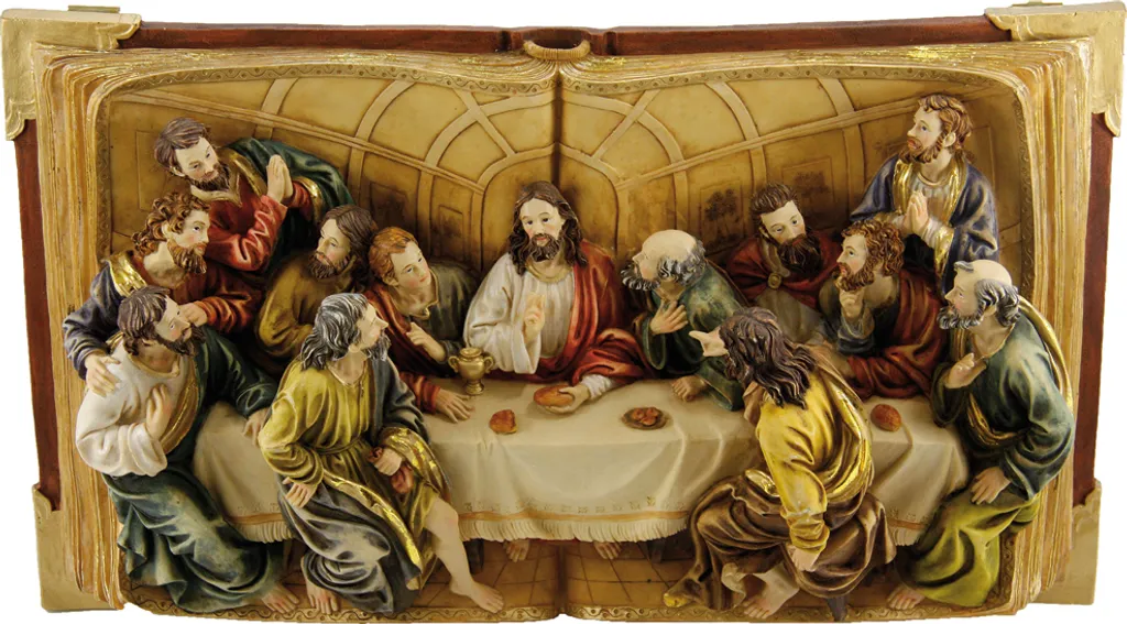 FADEDA Libro Sacro Ultima Cena 24 cm - Statuine Presepe Dipinte a Mano