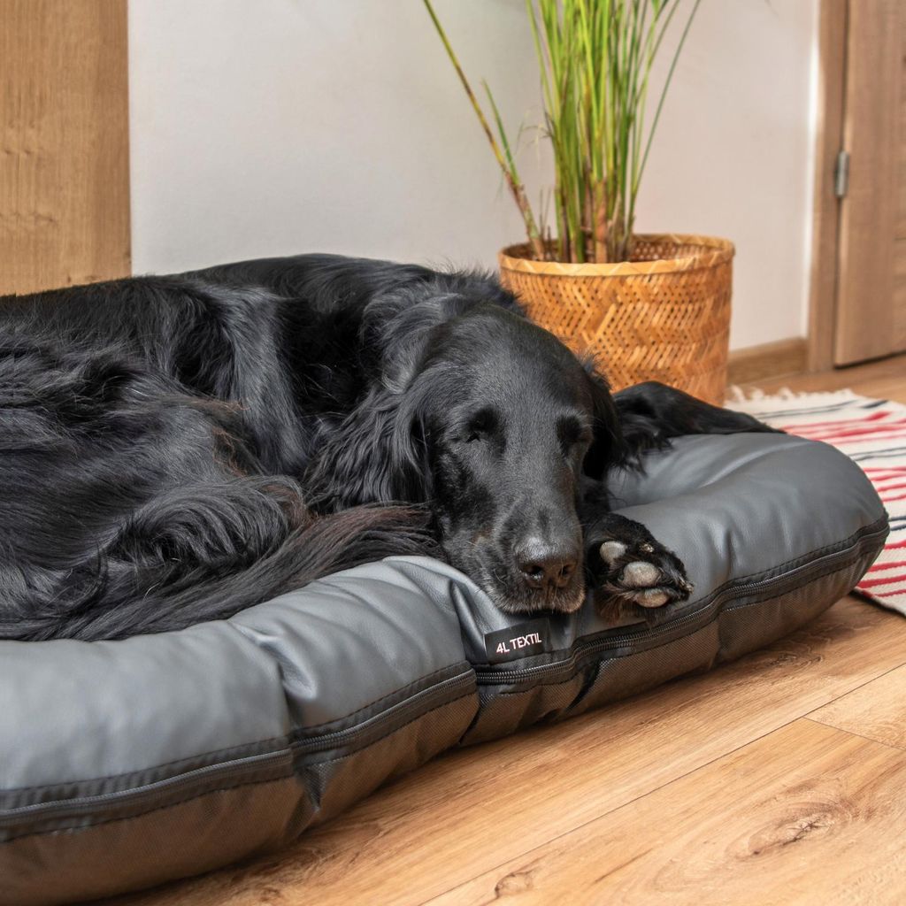 4L ELLA Hundebett Leder Optik dunkelgrau 110x90cm