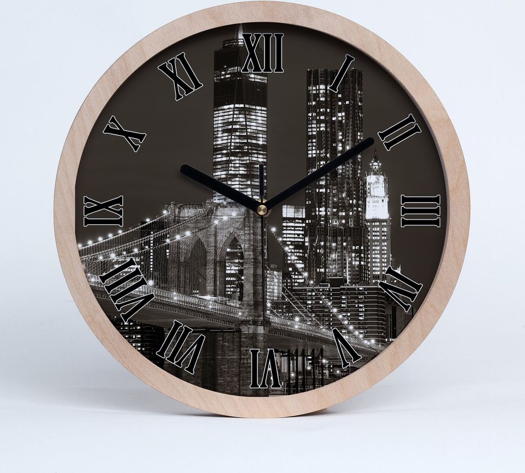 Holzuhr 20fi cm wanduhr - schwarze Spitzen - Manhattan New York