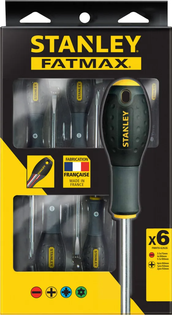 Coffret Stanley FatMax 6 tournevis avec pointes acier chrome-vanadium